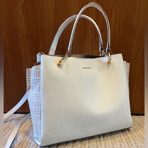 Anne Klein White Tote Handbag/Purse with Gold Accents